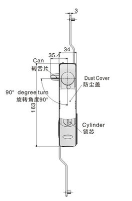 Professional Industrial Rod Control Lock Plastic 3 Point For Cabinet Door